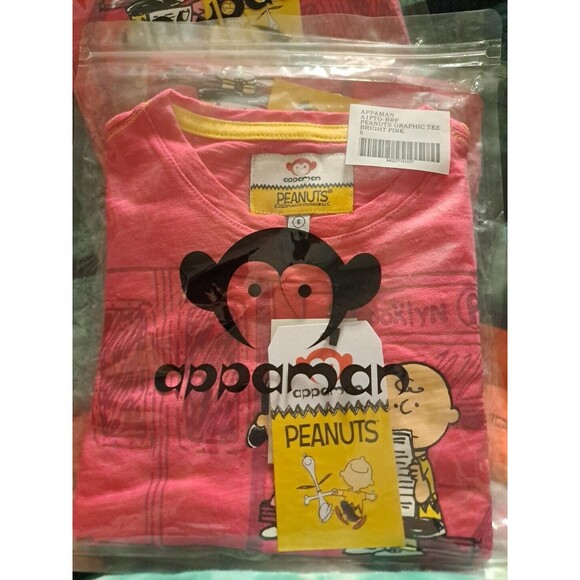 Appaman x Peanuts Girls Pink Long-Sleeve Graphic Tee Top Charlie Brown Lucy Sz 6 - Picture 3 of 4